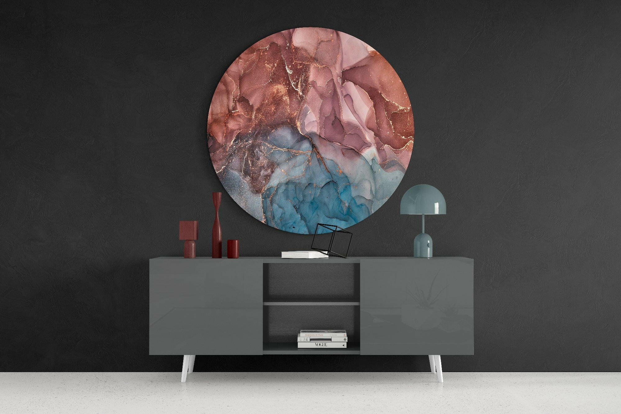 Orange Marble Glass Wall Art.