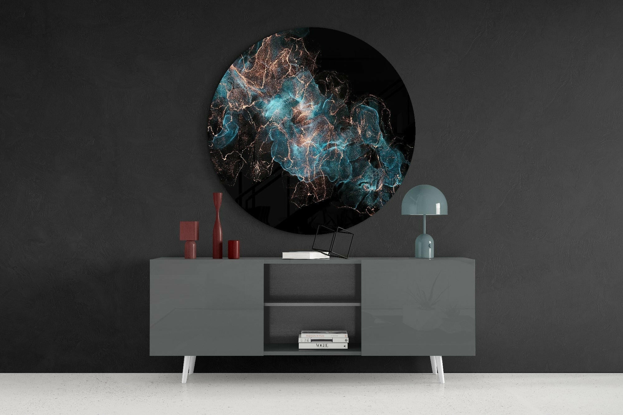 Blue Explosion Glass Wall Art.