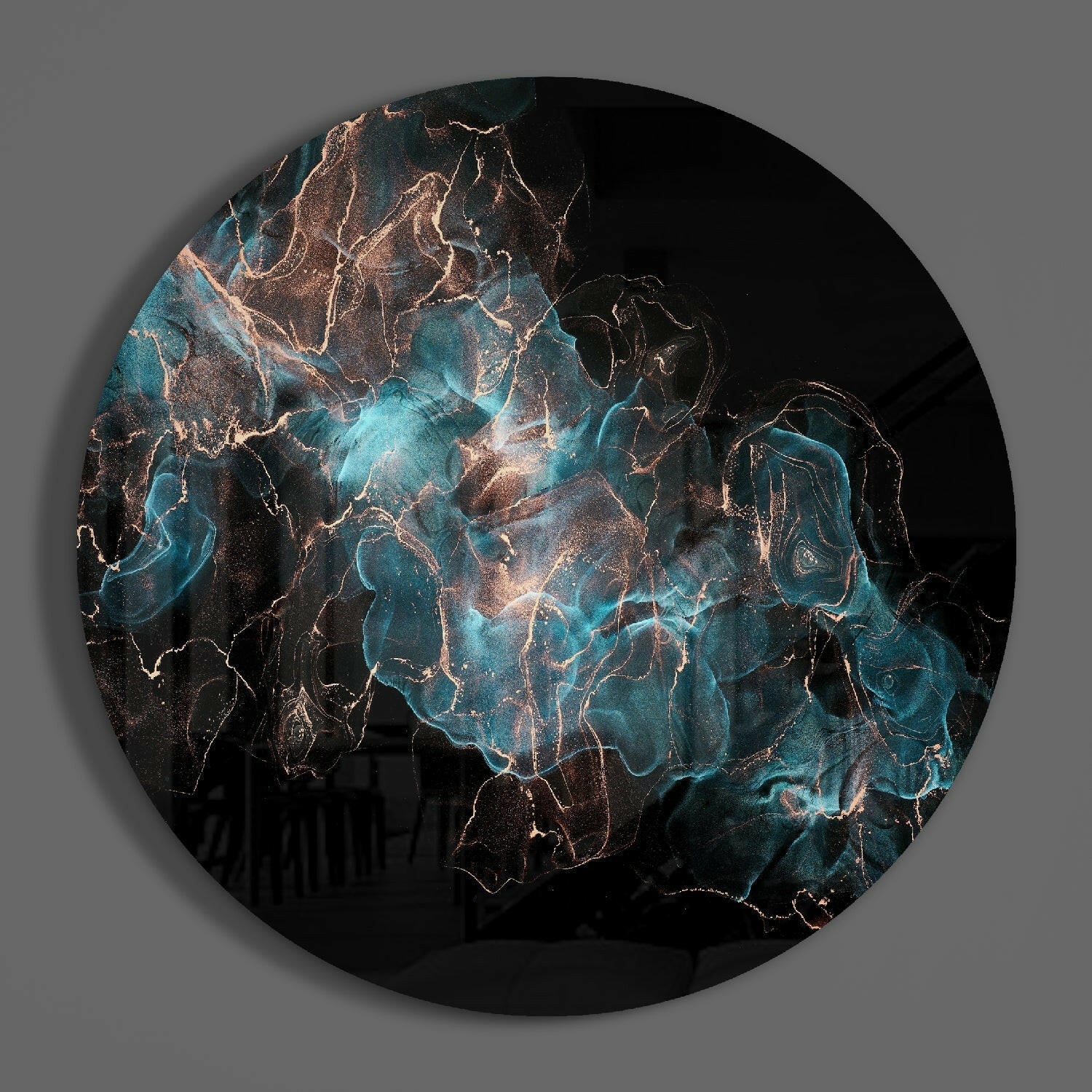 Blue Explosion Glass Wall Art.