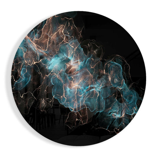 Blue Explosion Glass Wall Art.