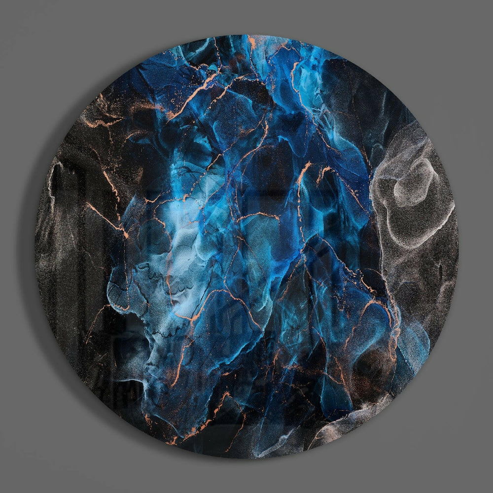 Blue Explosion Glass Wall Art.