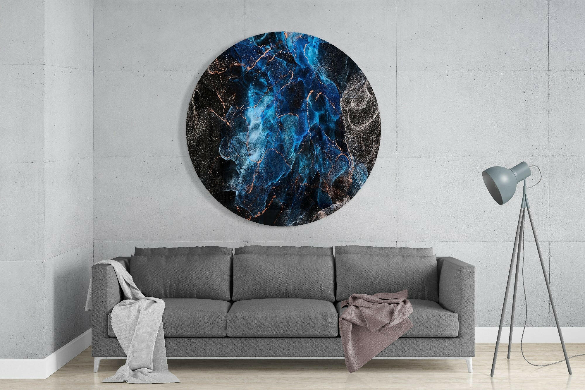 Blue Explosion Glass Wall Art.