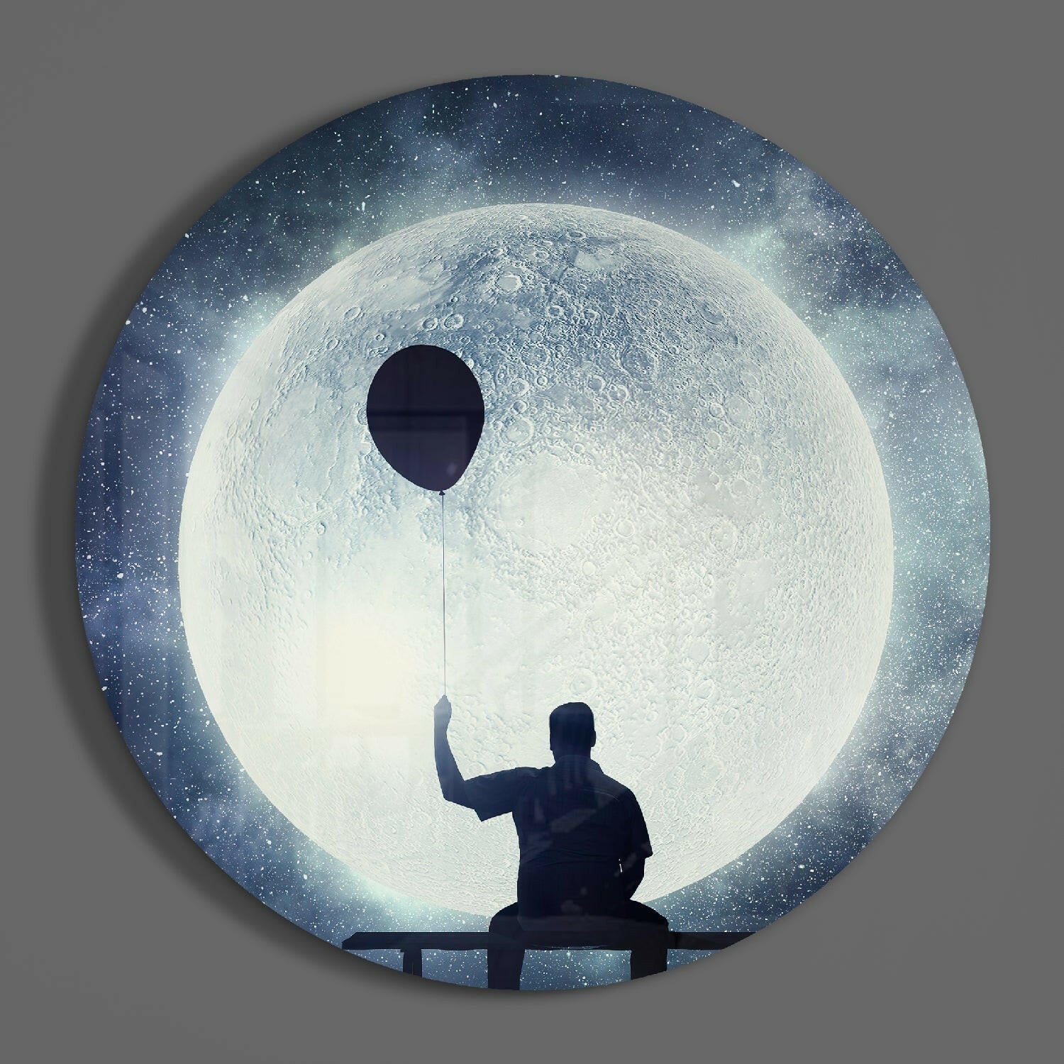 Full Moon Glass Wall Art.