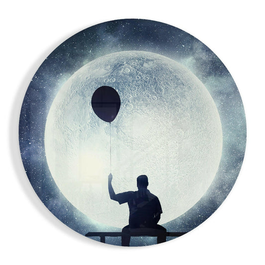 Full Moon Glass Wall Art.