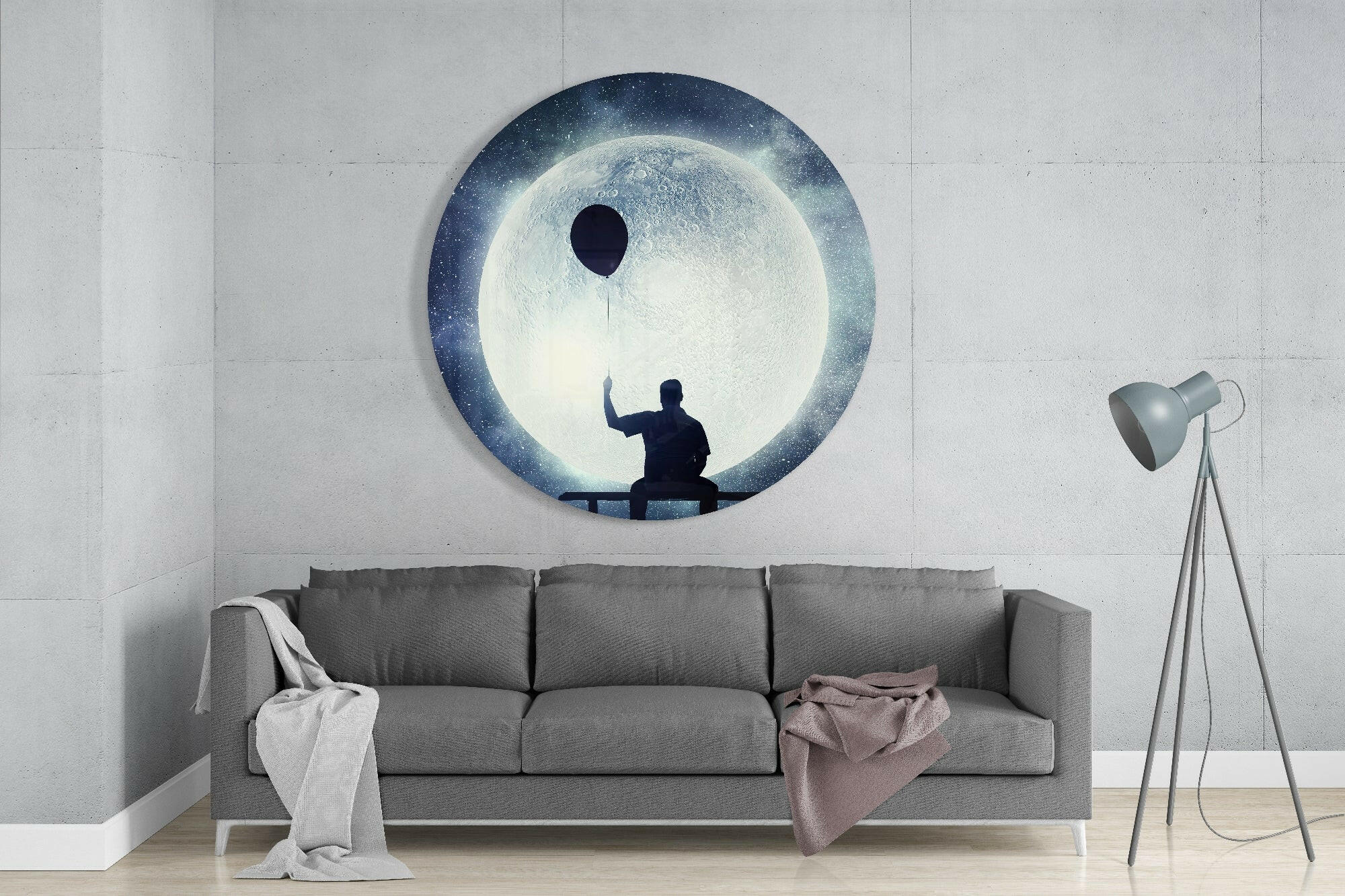 Full Moon Glass Wall Art.