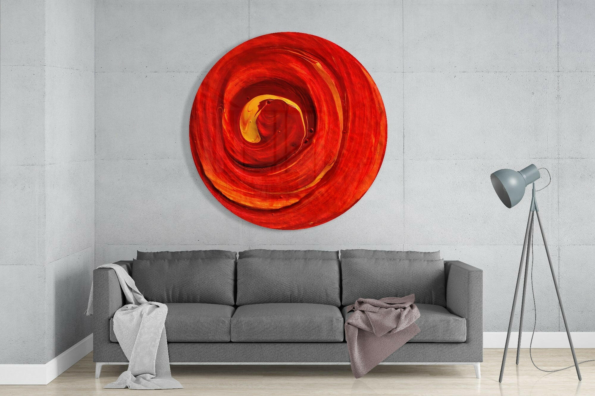 Red Cycle Glass Wall Art.