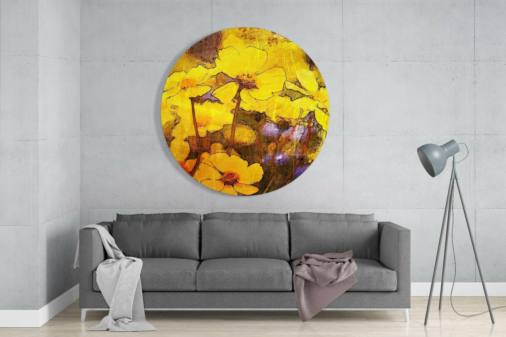 Yellow Flowers Glass Wall Art.