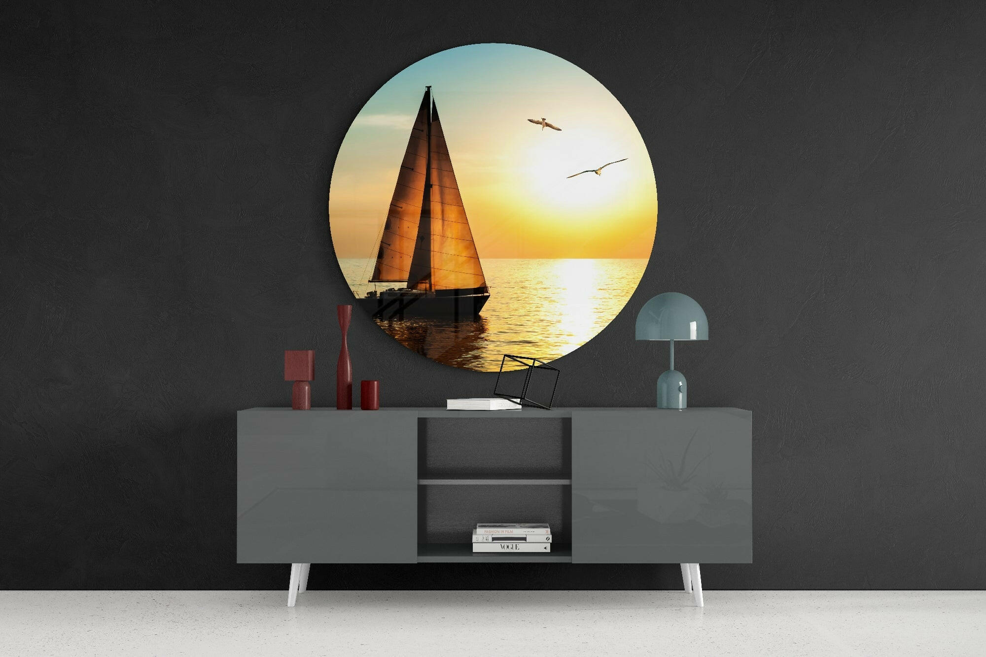 Sailboat Glass Wall Art.