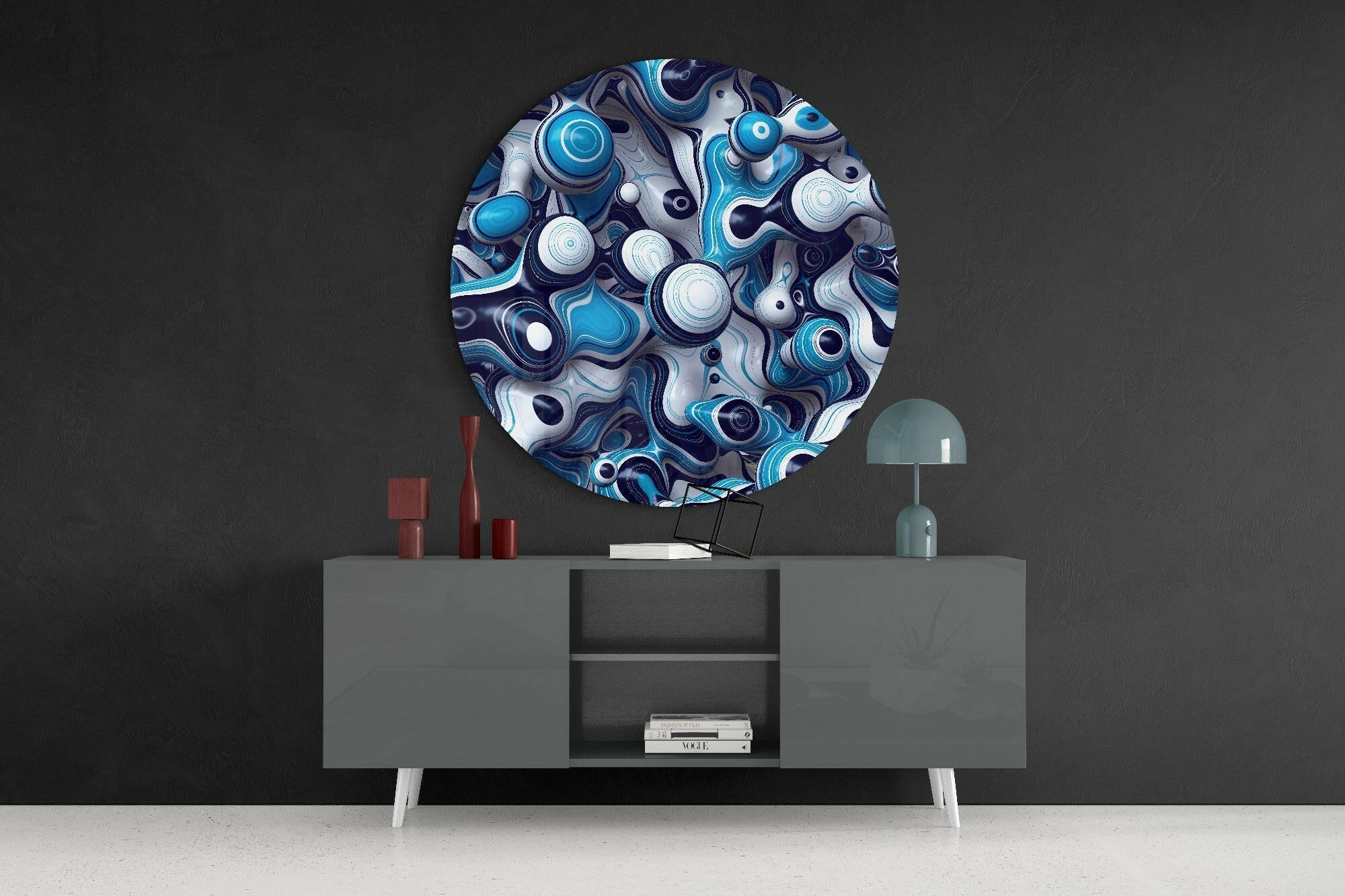Elegant Blue Mix Glass Wall Art.