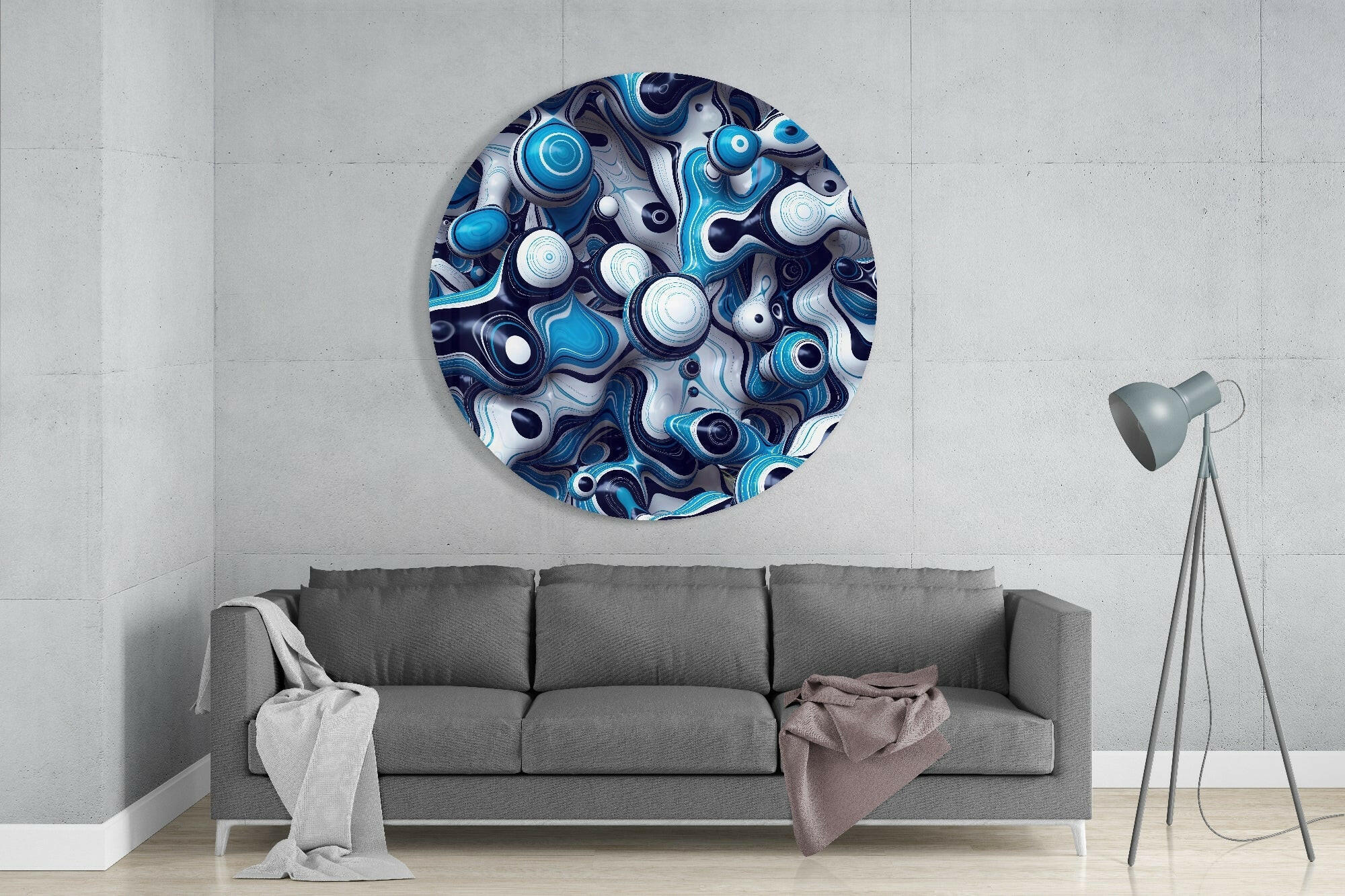 Elegant Blue Mix Glass Wall Art.