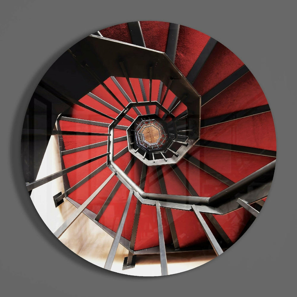 Red Stair Glass Wall Art.