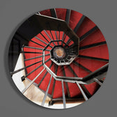 Red Stair Glass Wall Art.