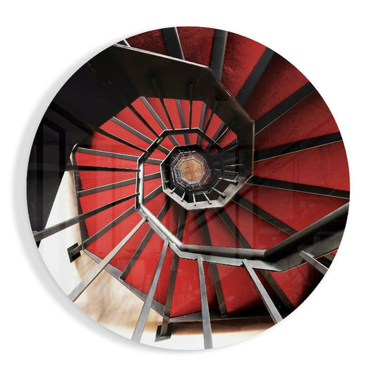 Red Stair Glass Wall Art.