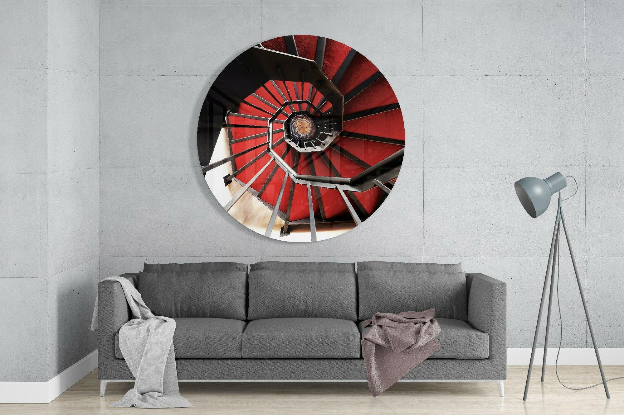 Red Stair Glass Wall Art.