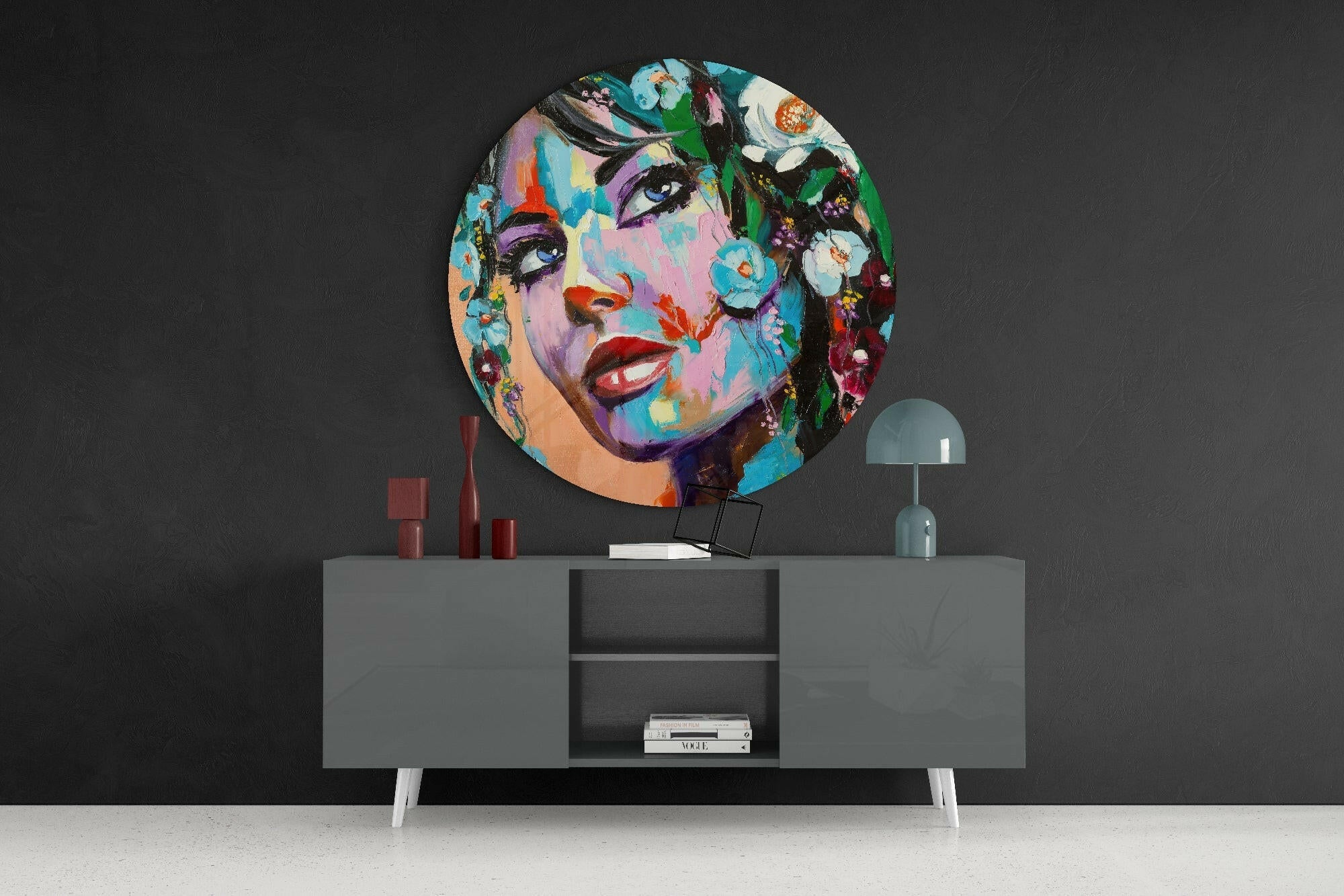 Floral Woman Glass Wall Art.