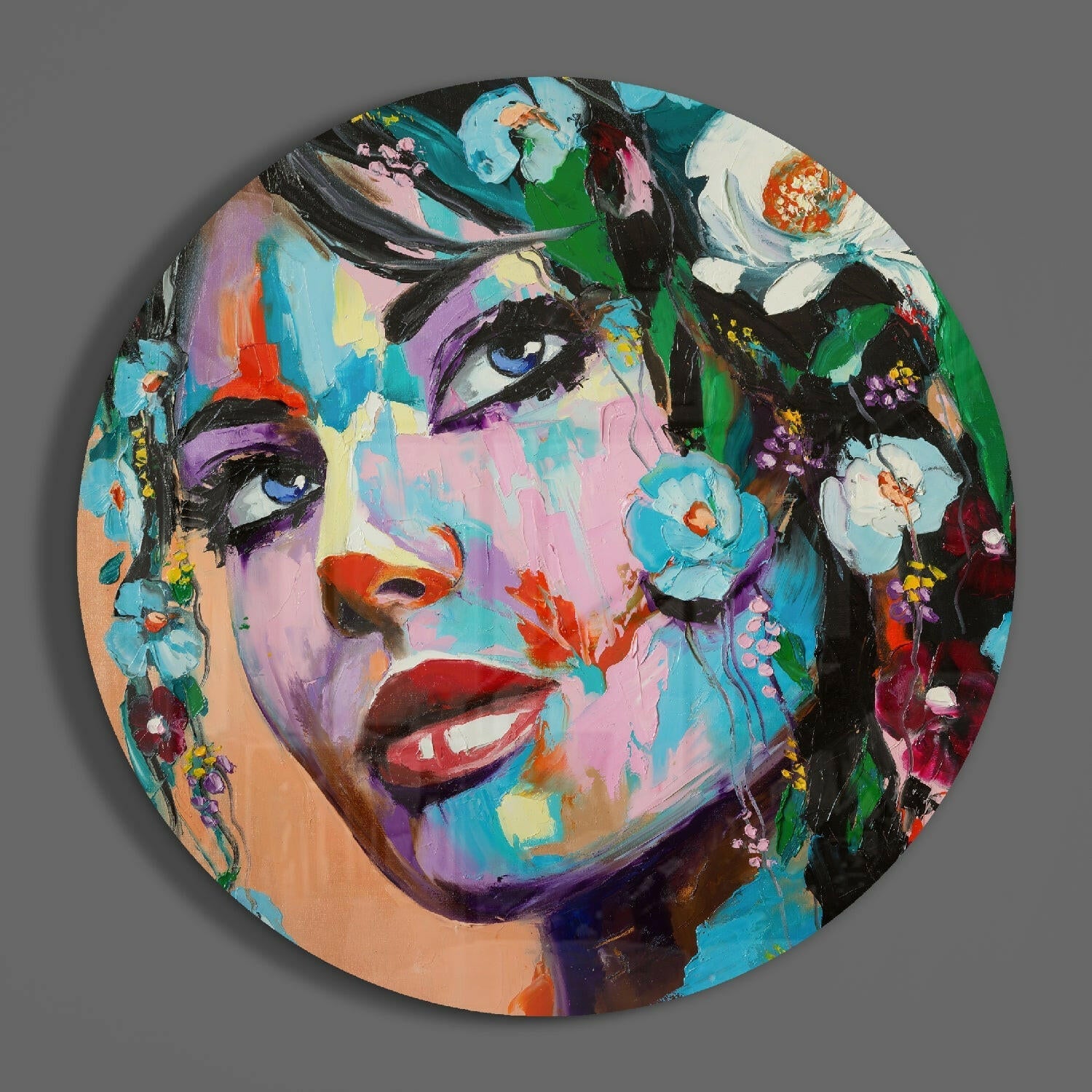 Floral Woman Glass Wall Art.