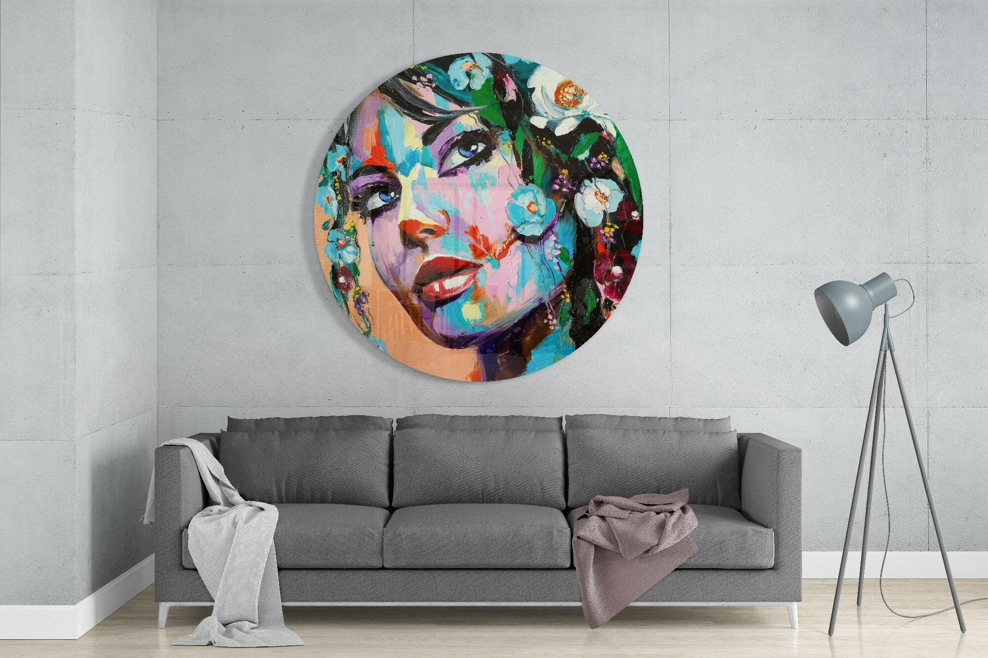 Floral Woman Glass Wall Art.