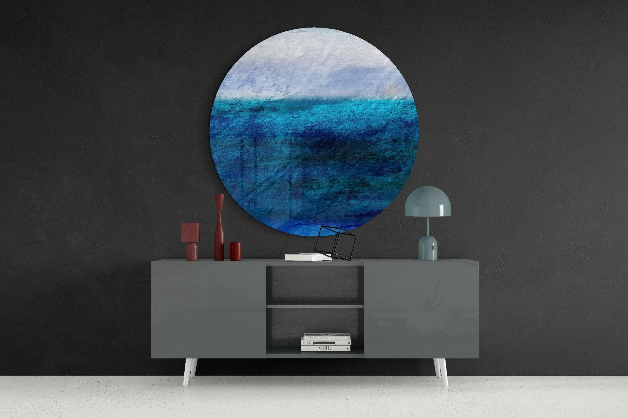 Blue Tones Glass Wall Art.