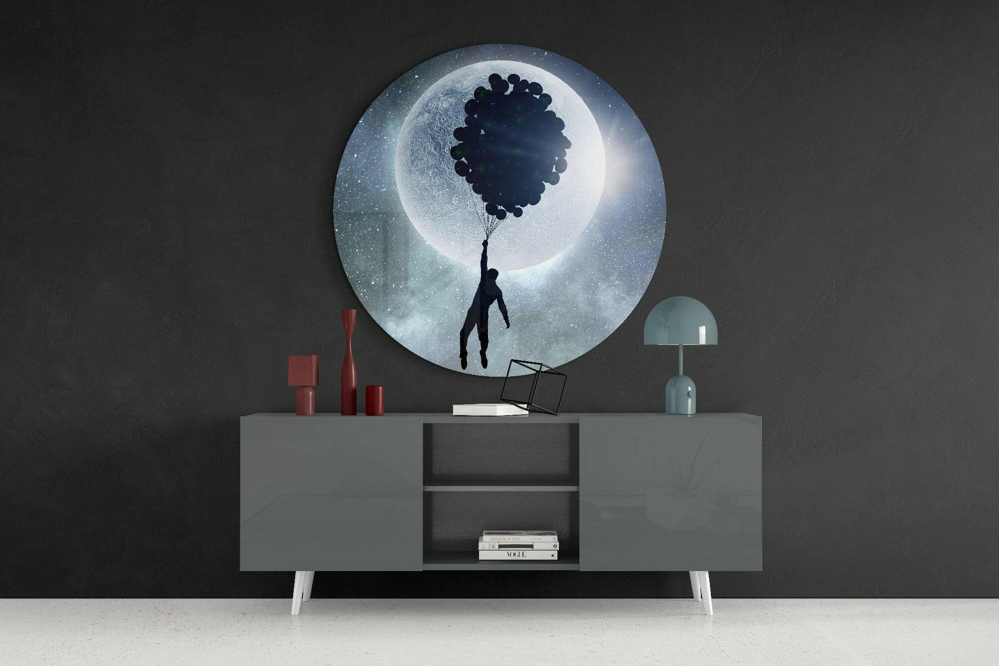 Full Moon Glass Wall Art.