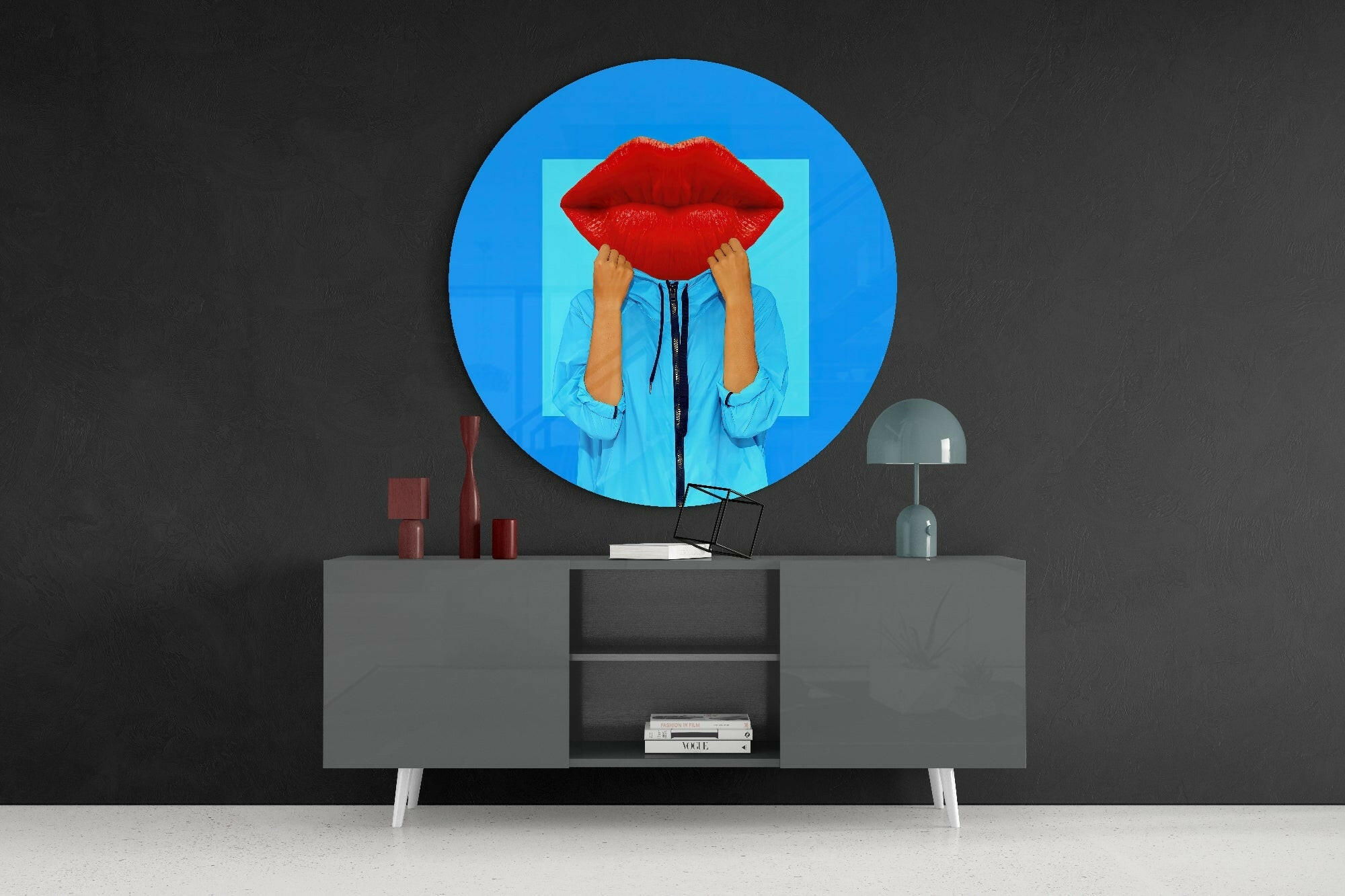 Lip Head Glass Wall Art.