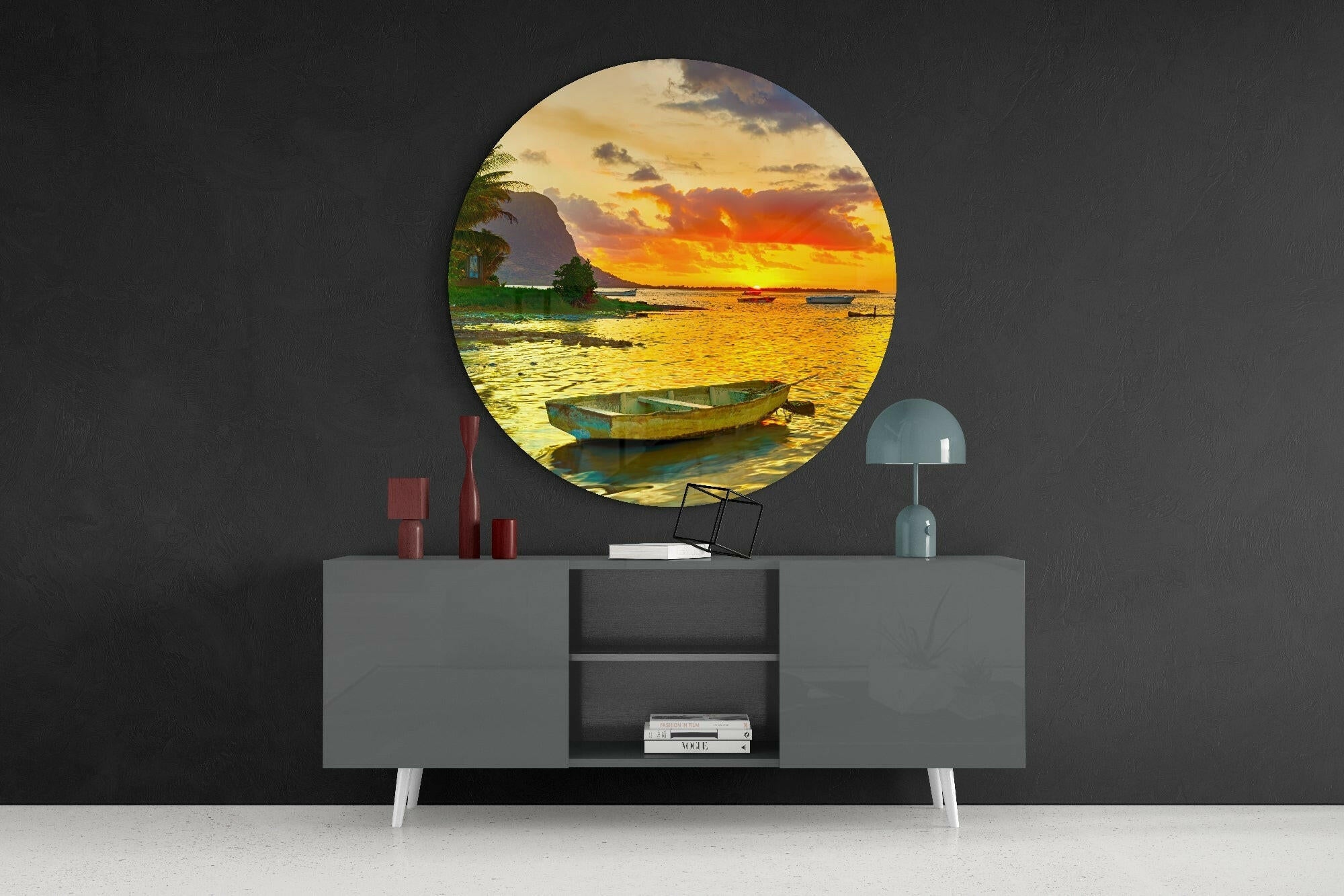 Lonely Kayak Glass Wall Art.