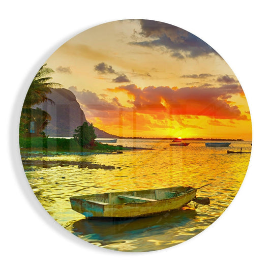 Lonely Kayak Glass Wall Art.