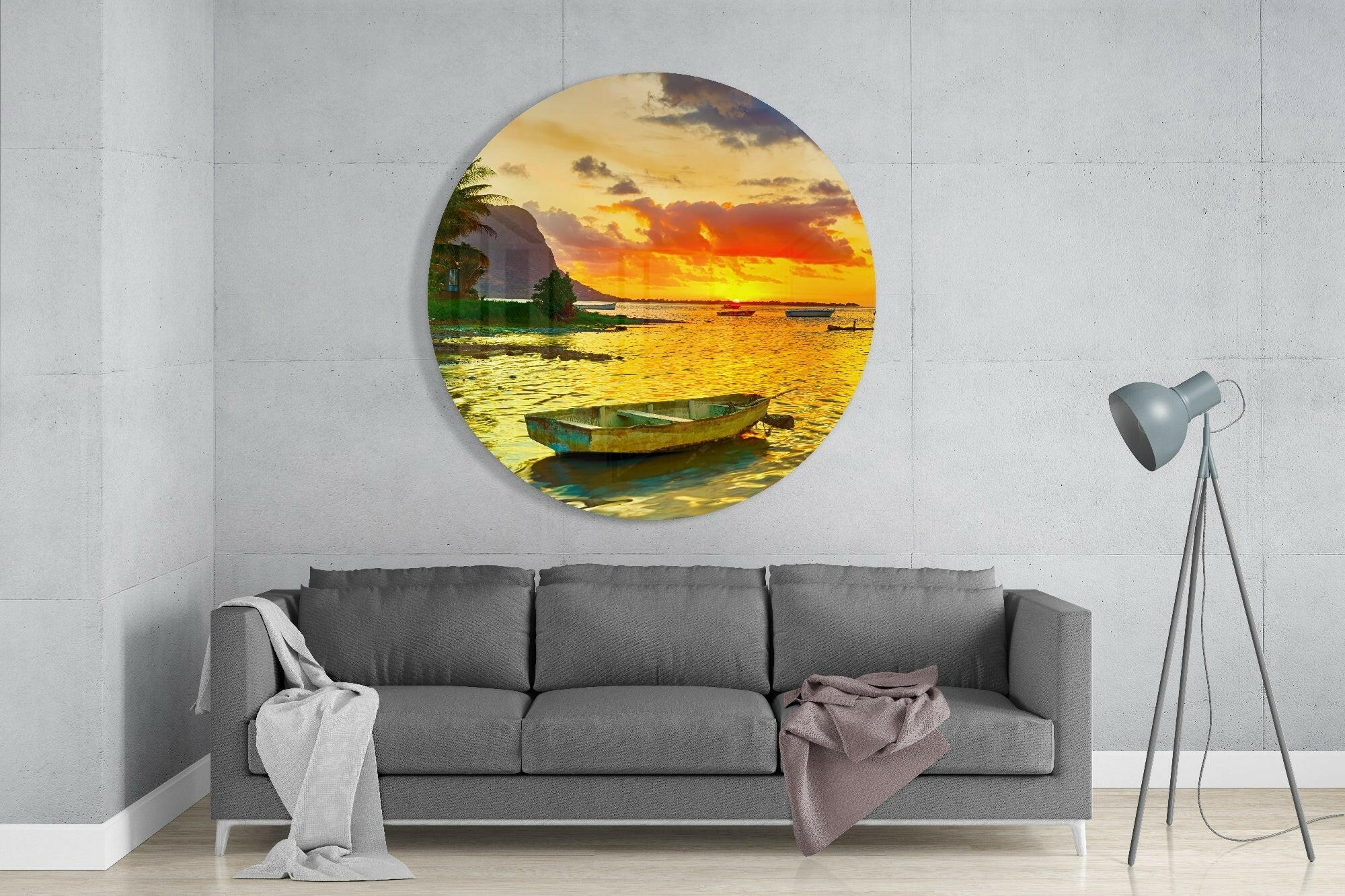 Lonely Kayak Glass Wall Art.