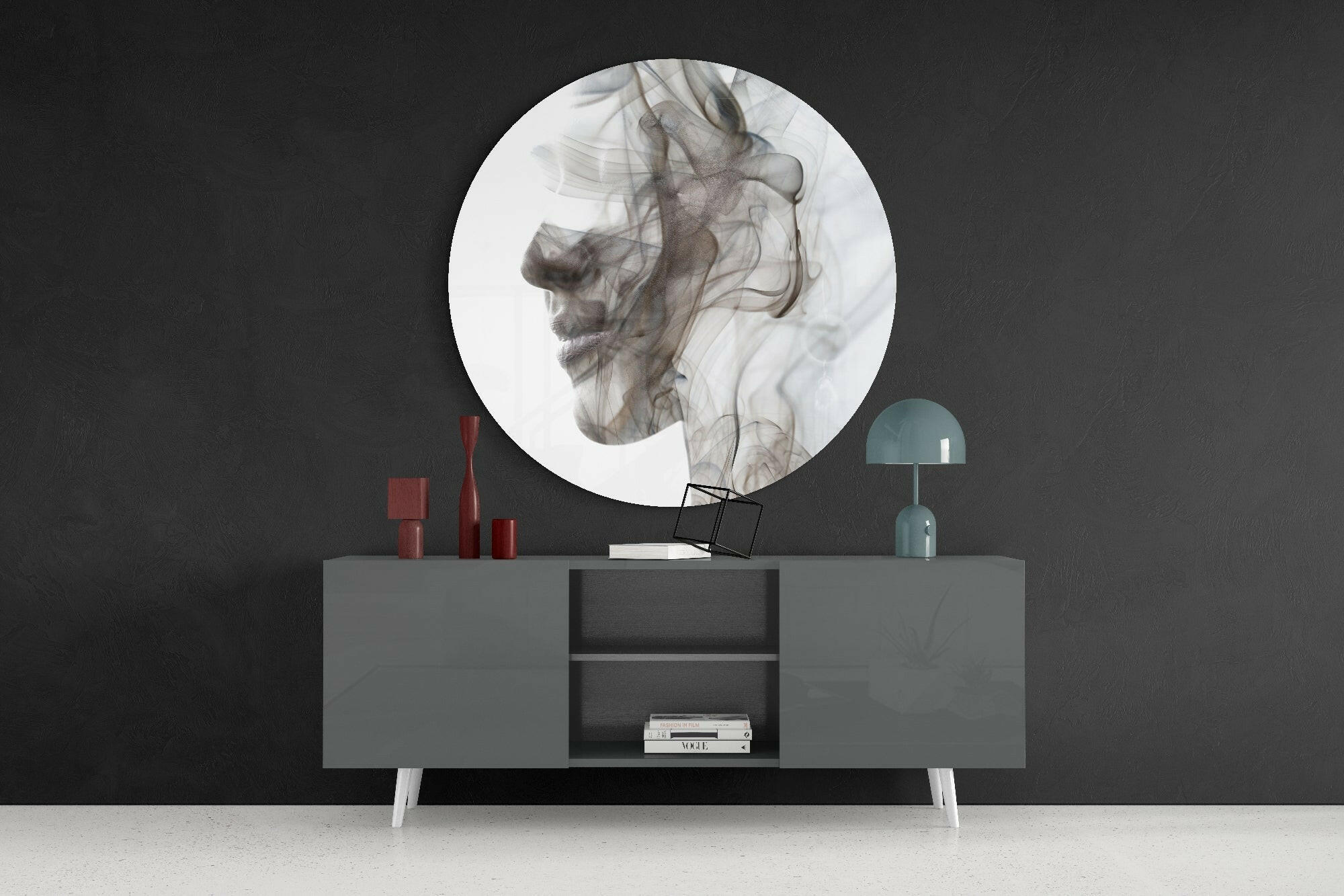 Smoke Face Glass Wall Art.