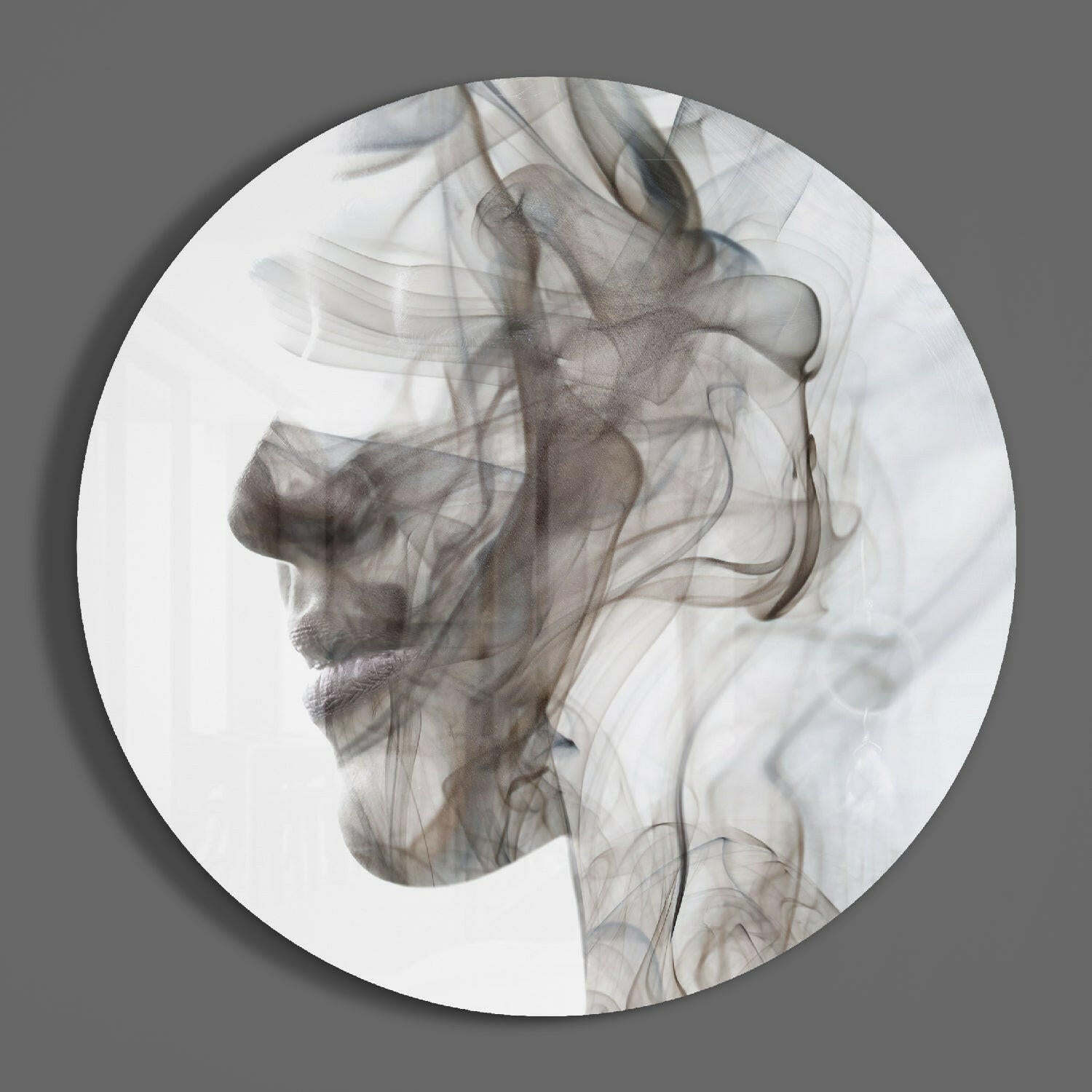 Smoke Face Glass Wall Art.