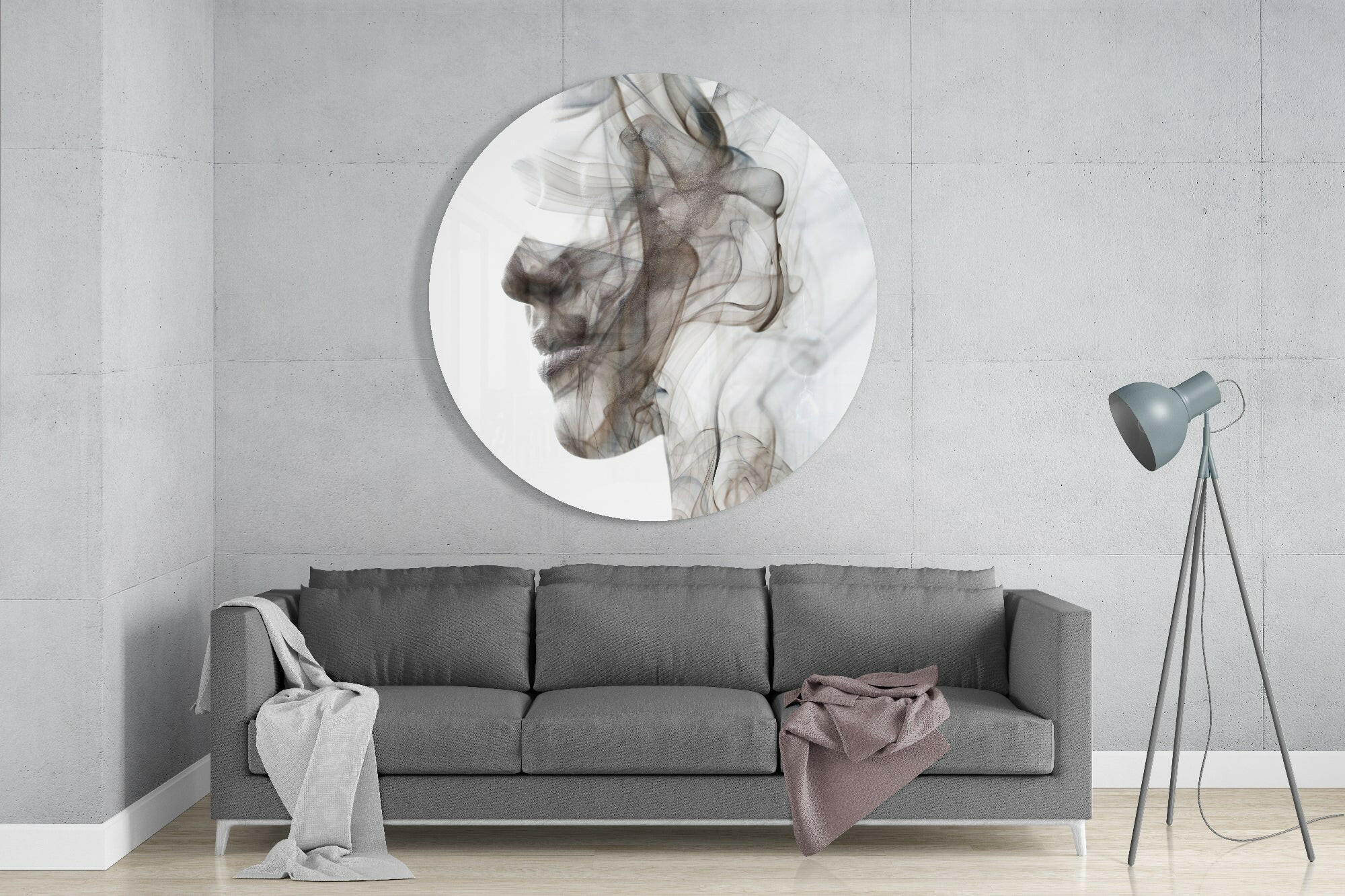 Smoke Face Glass Wall Art.