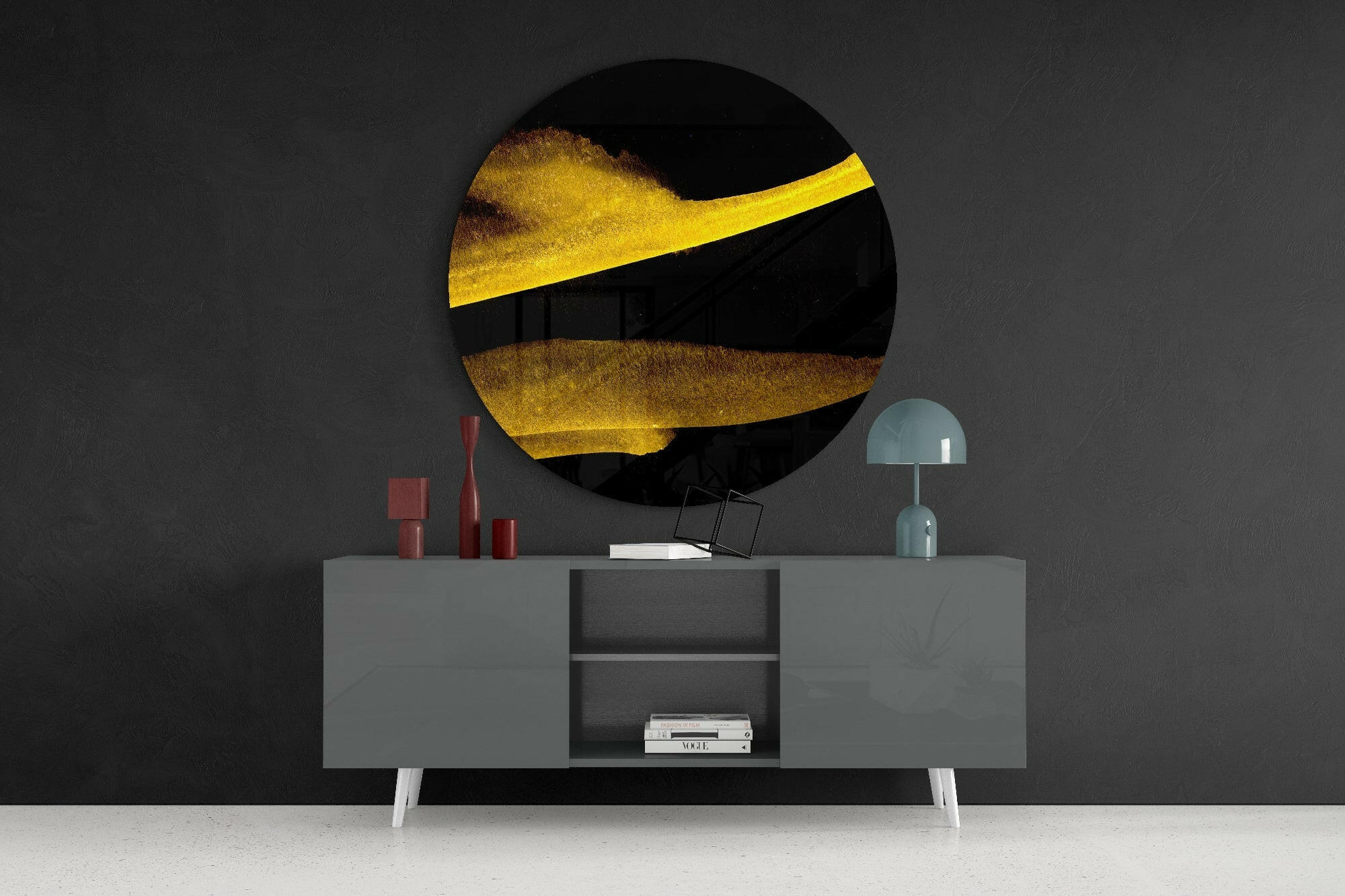 Yellow Abstract Glass Wall Art.