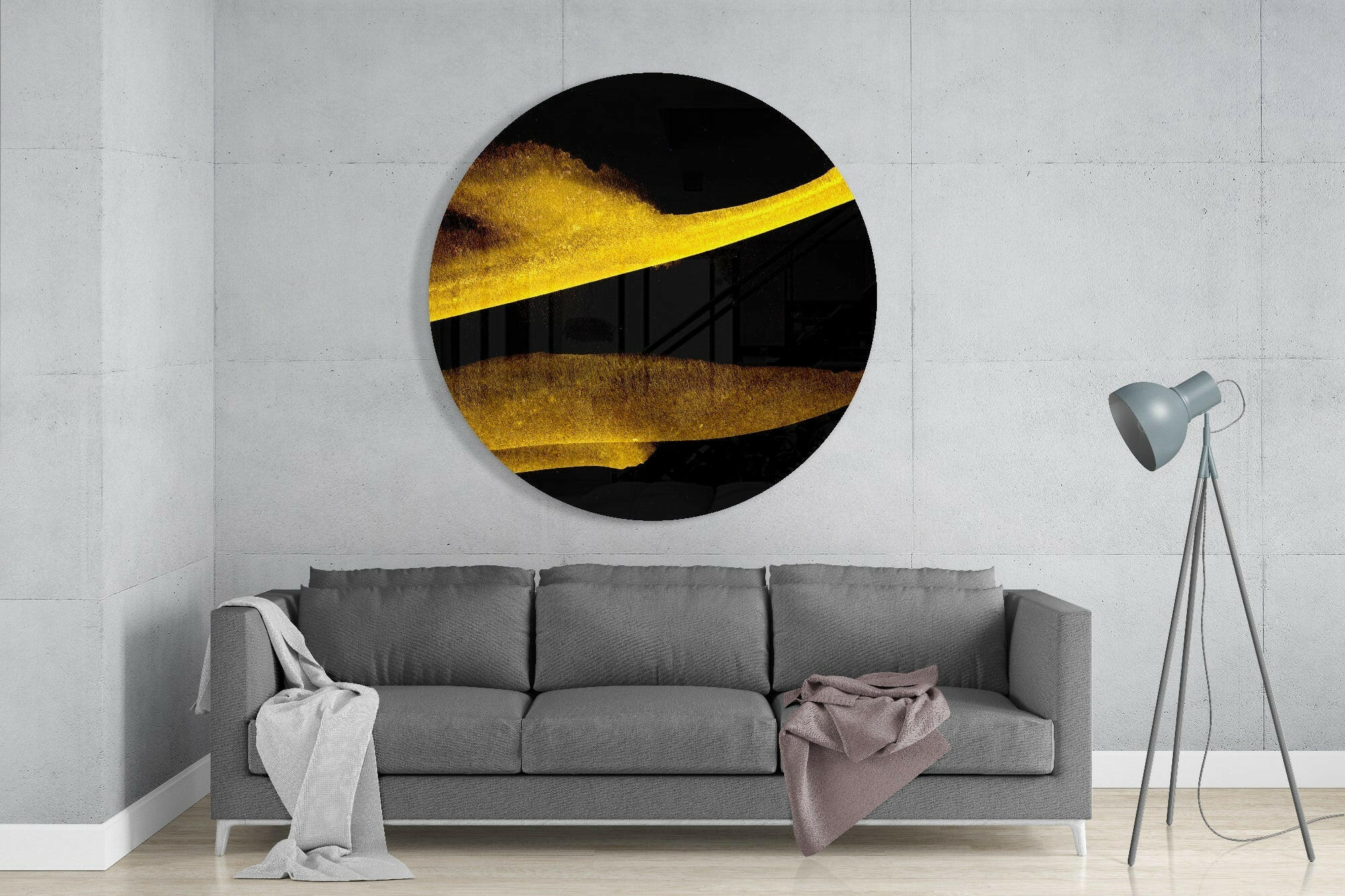 Yellow Abstract Glass Wall Art.