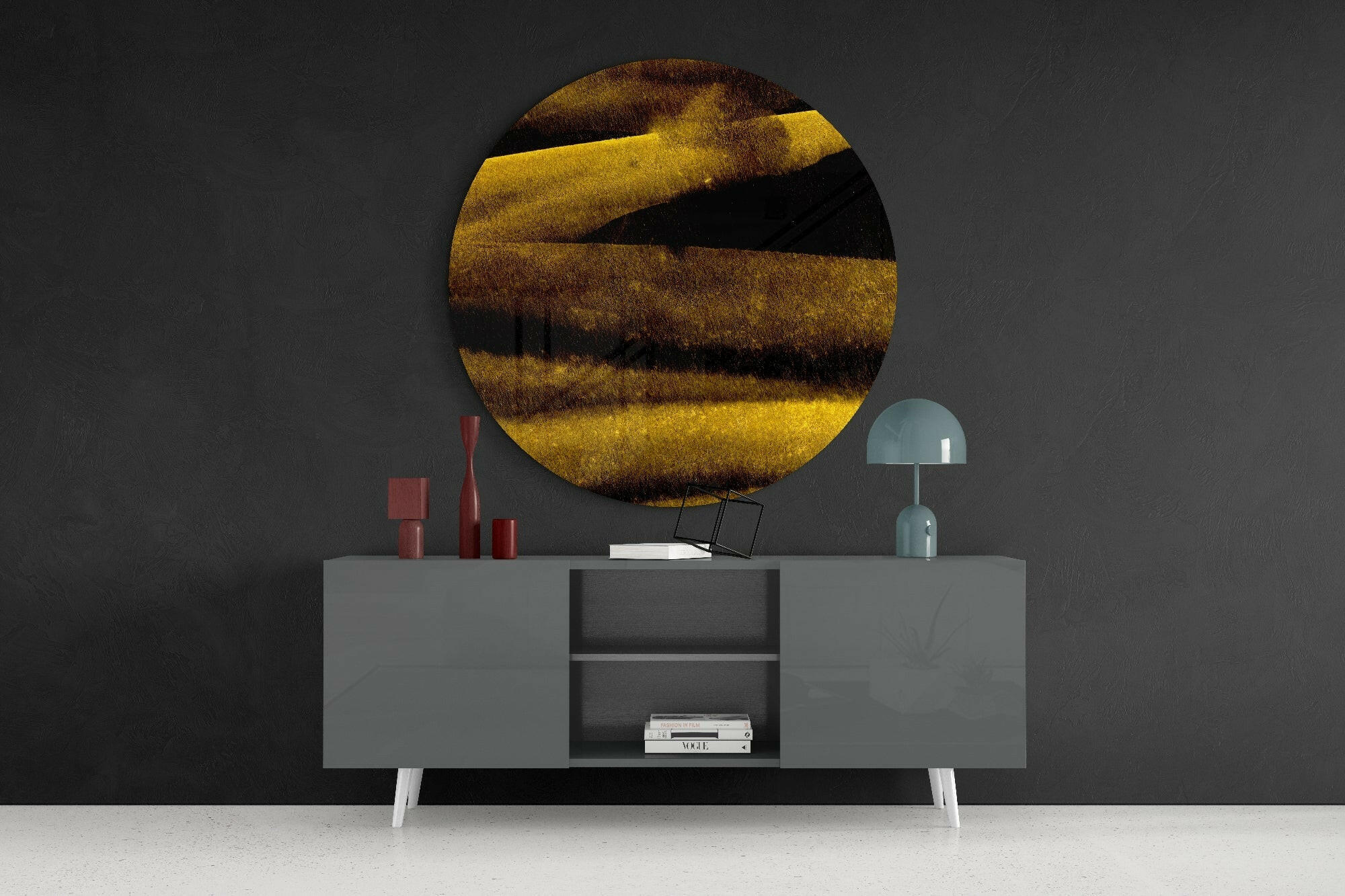 Yellow Abstract Glass Wall Art.