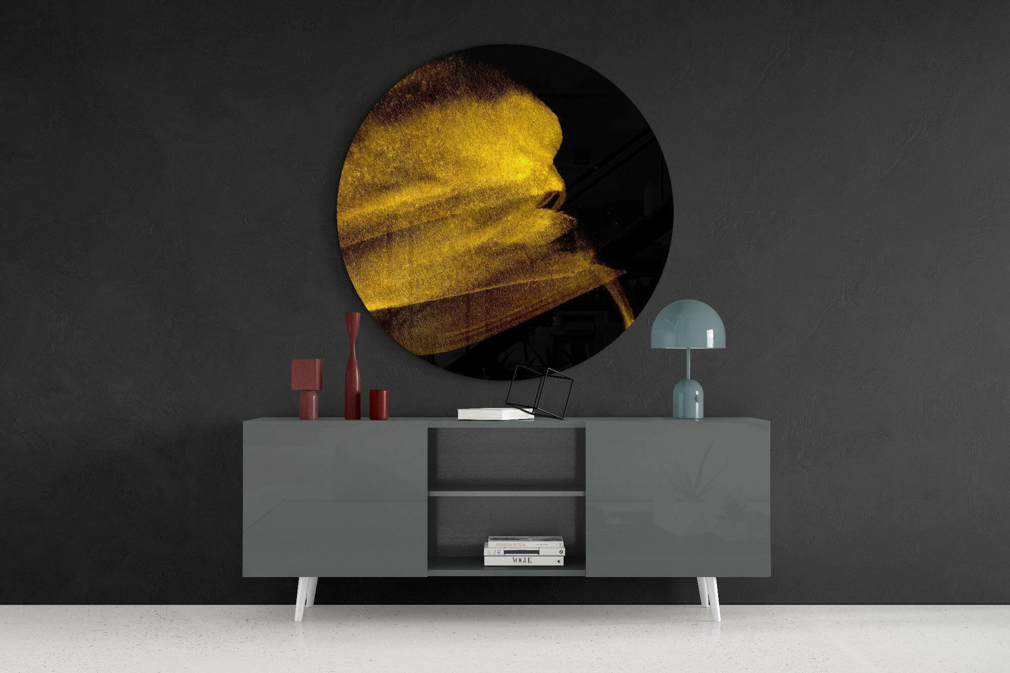 Yellow Abstract Glass Wall Art.