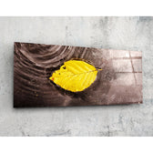 Yellow Leaf Glass Wall Art (36"x14").