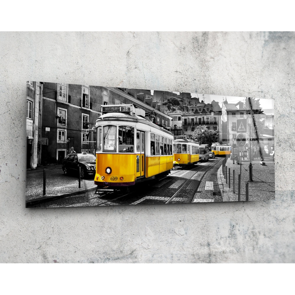 Lisbon Tram Glass Wall Art (36"x14")