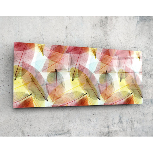 Colored Leaves Glass Wall Art (36"x14").