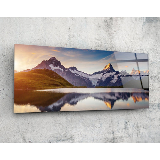 Mountain Glass Wall Art (36"x14").