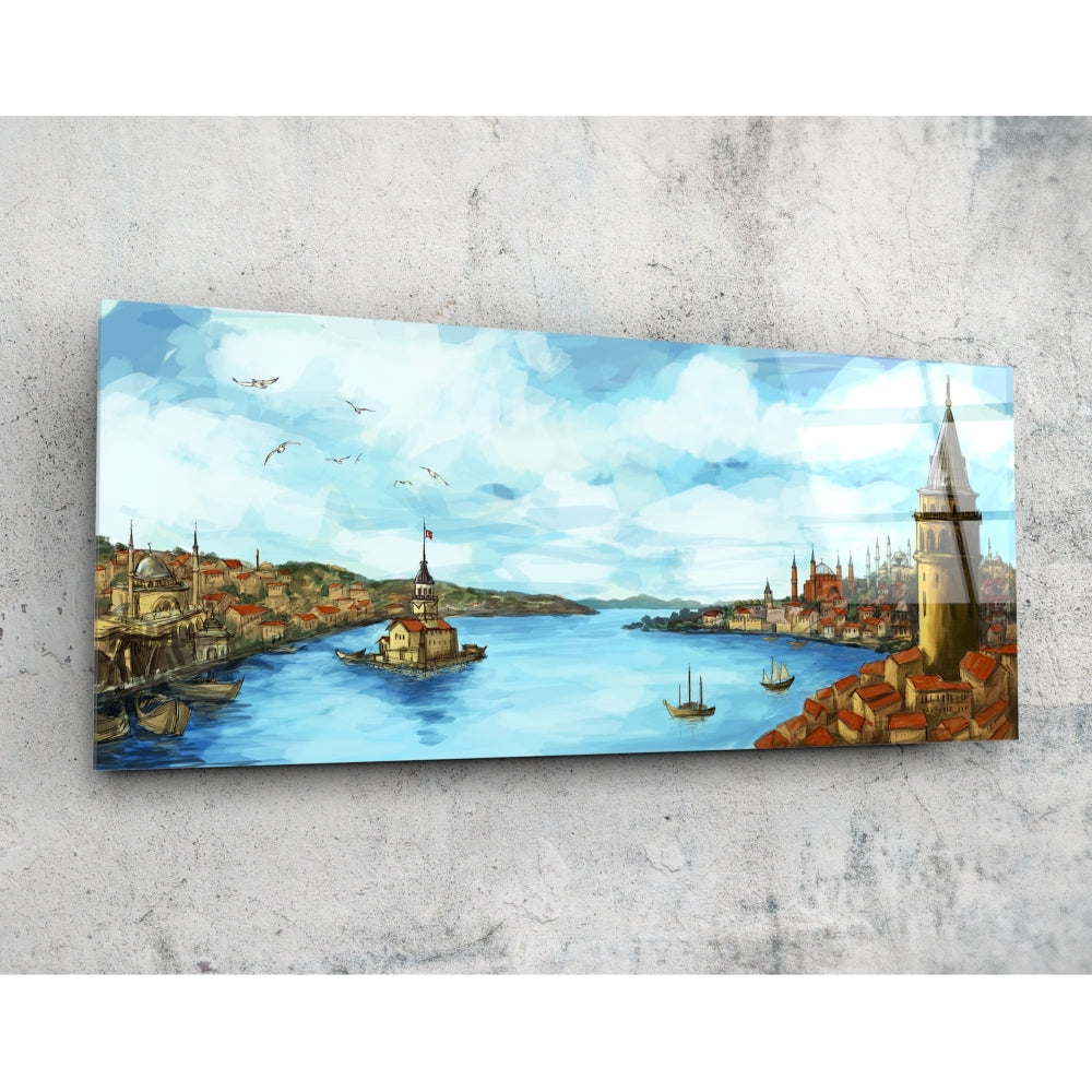 Old Istanbul Glass Wall Art (36"x14")