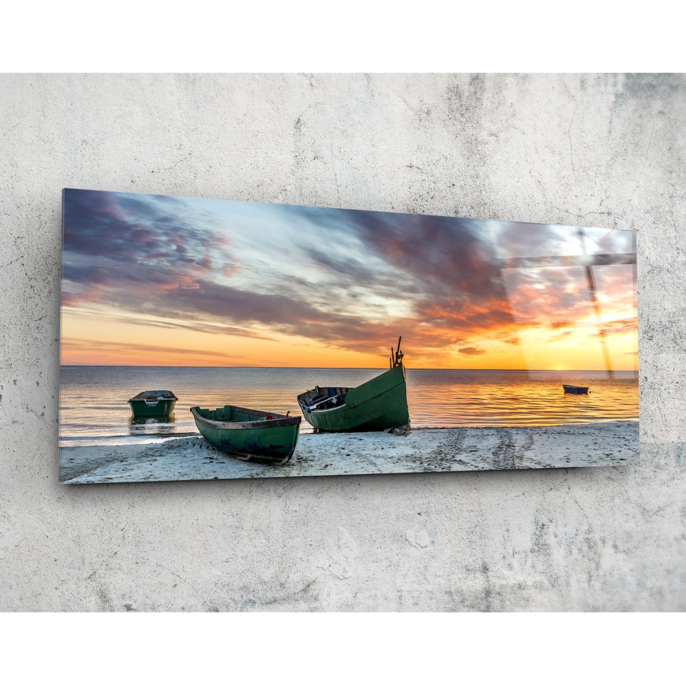 Sunset By The Sea Glass Wall Art (36"x14").