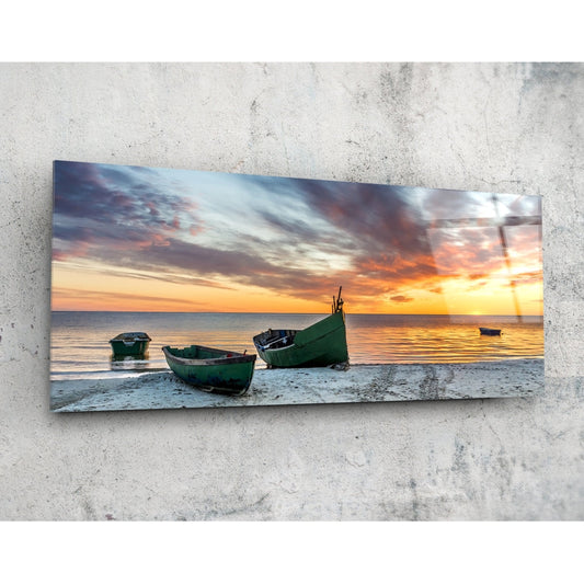 Sunset By The Sea Glass Wall Art (36"x14").