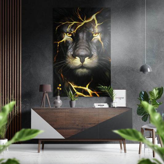 Lion Brushed Aluminium Dibond Wall Art.