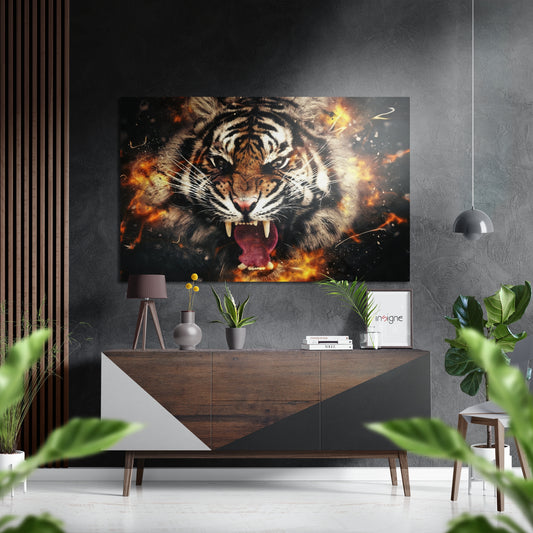 Tiger Brushed Aluminium Dibond Wall Art.