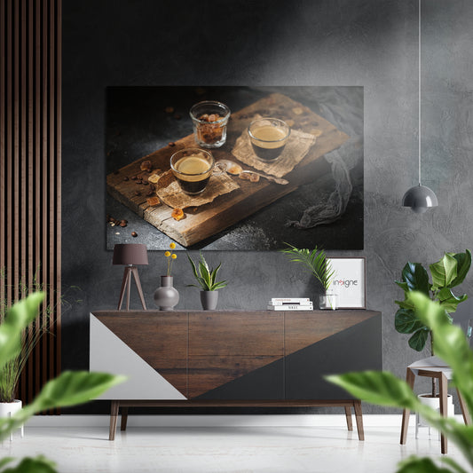 Coffee Brushed Aluminium Dibond Wall Art.