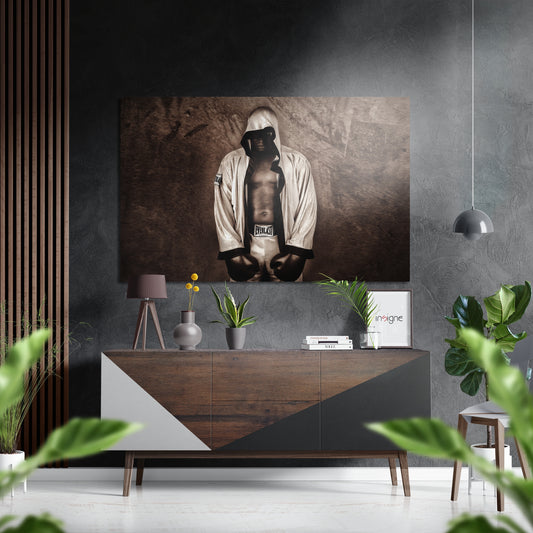 Boxing Gloves Champion Brushed Aluminium Dibond Wall Art