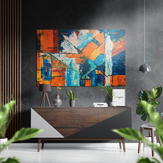 Color Blocks Brushed Aluminium Dibond Wall Art.