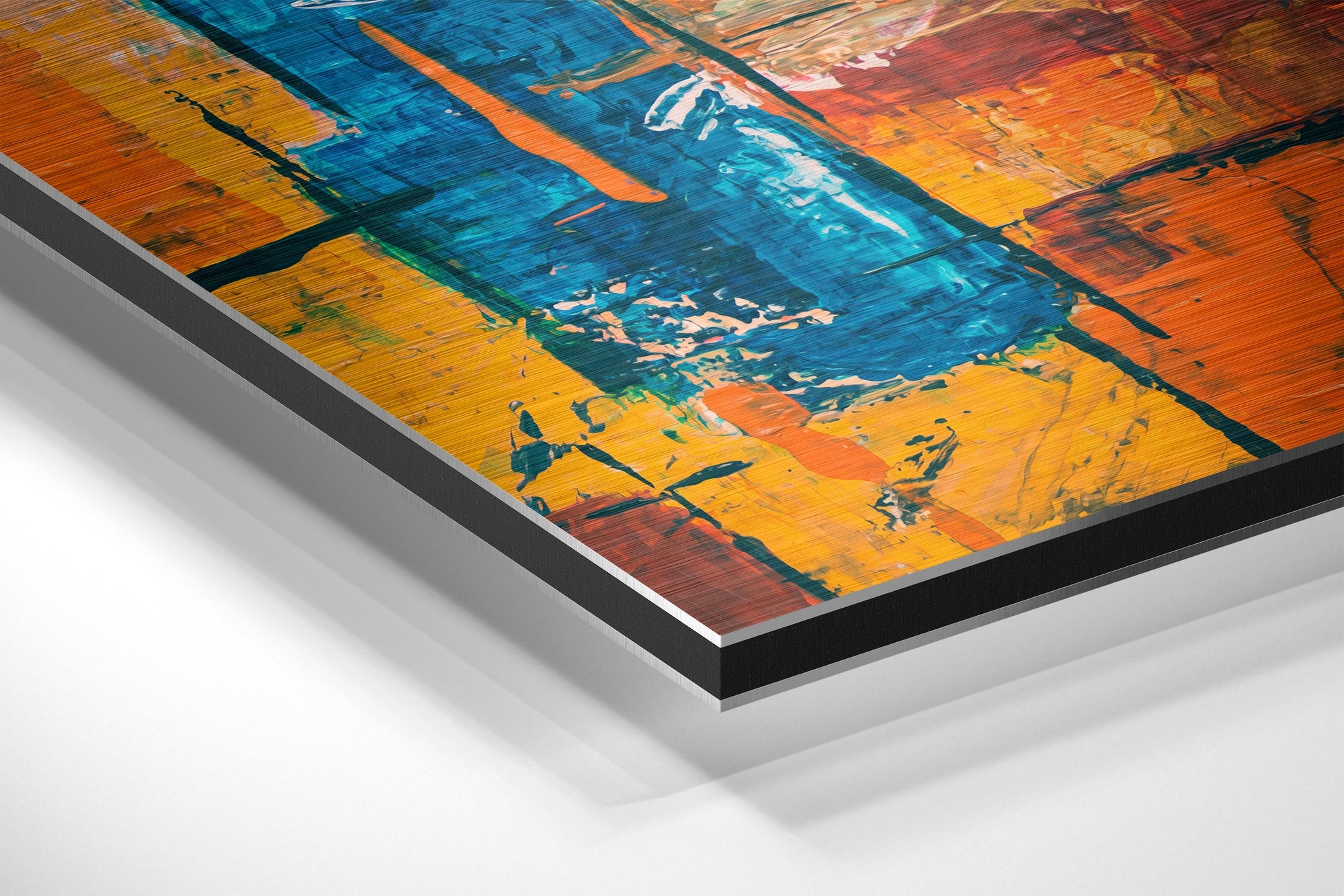 Color Blocks Brushed Aluminium Dibond Wall Art.