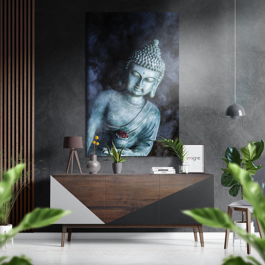 Budha Brushed Aluminium Dibond Wall Art.