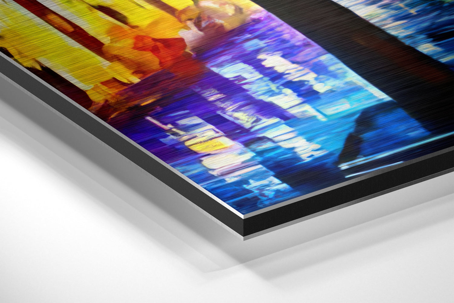 Lighted Street Brushed Aluminium Dibond Wall Art.