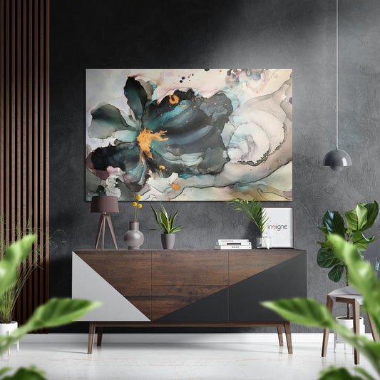 Abstract Flower Brushed Aluminium Dibond Wall Art.